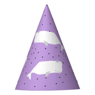 Cute White Whale Light Purple Party Hat