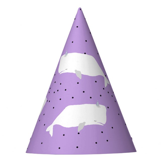 Cute White Whale Light Purple Party Hat (Front)