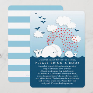 Cute White Whales Couples Bring a Book Insert Card