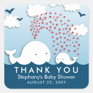 Cute White Whales Stylish Baby Thank You Stickers