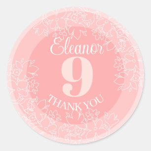 Cute White Wildflowers Pattern On Pink Classic Round Sticker
