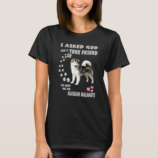 Cute White Wolf Dog Mum Dad Costume Giant Alaskan  T-Shirt (Front)