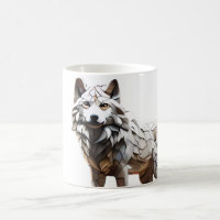 Cute White Wolf Mosaic Mug Design