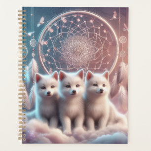 Cute White Wolf Pups and dreamcatcher Planner