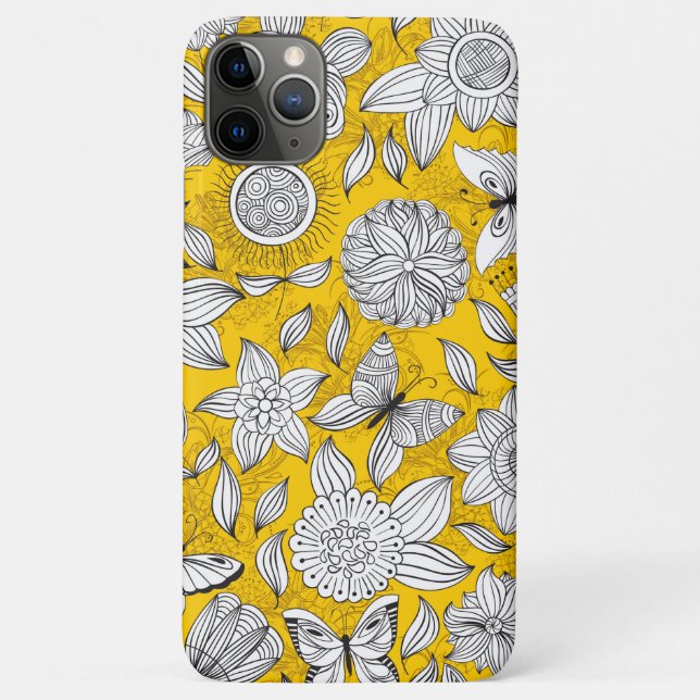 Cute white yellow floral abstract design Case-Mate iPhone case (Back)