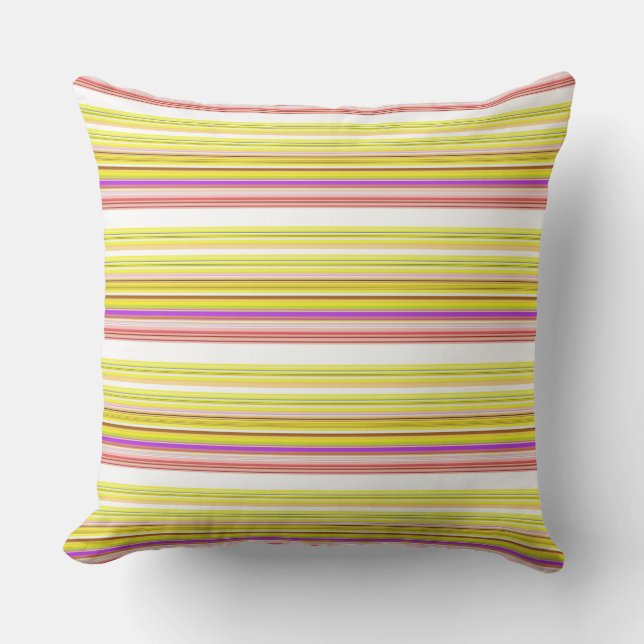 Cute white yellow stripes cushion (Front)