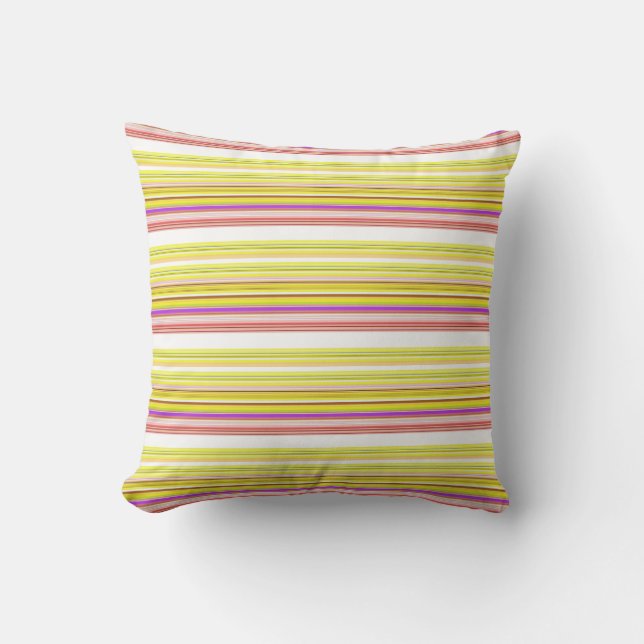 Cute white yellow stripes cushion (Front)