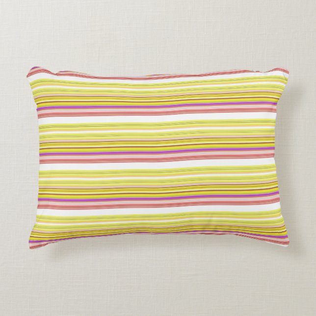 Cute white yellow stripes decorative cushion (Front)