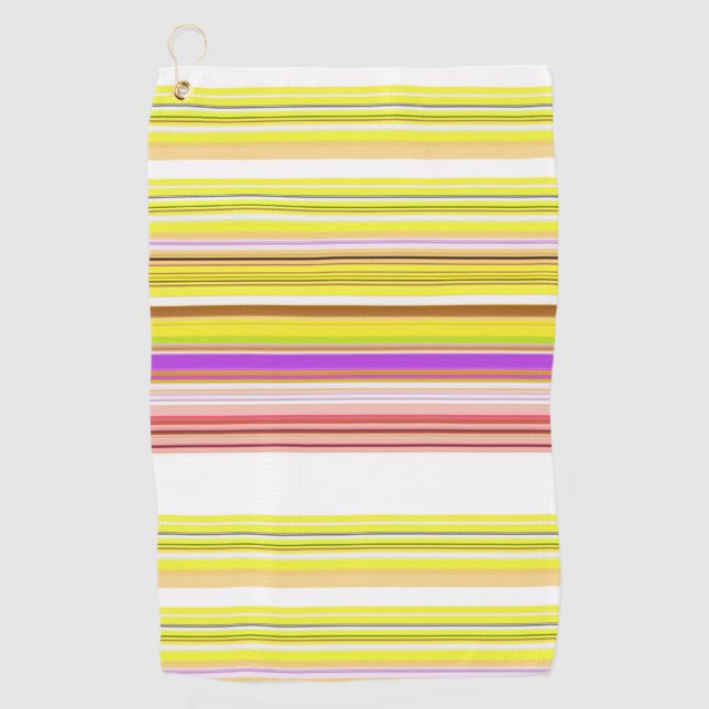 Cute white yellow stripes golf towel (Front)