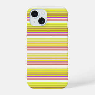 Cute white yellow stripes iPhone 15 case