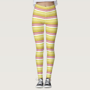 Cute white yellow stripes leggings