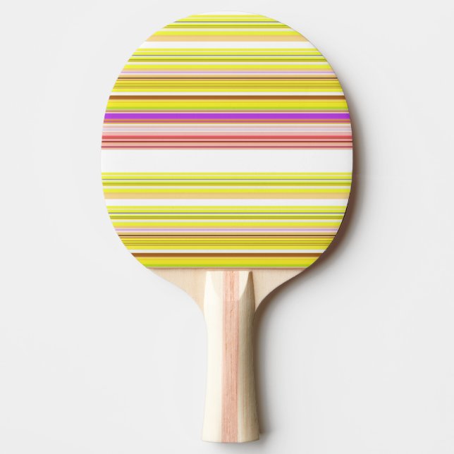 Cute white yellow stripes ping pong paddle (Front)