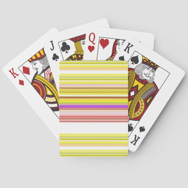 Cute white yellow stripes  playing cards (Back)