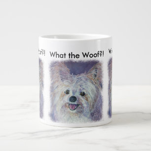 CUTE WHITE YORKIE MIX LARGE COFFEE MUG