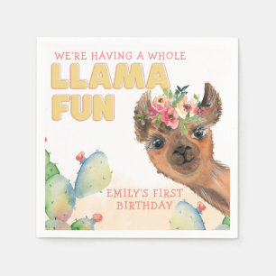 Cute Whole Llama Fun Birthday Party Paper Napkin