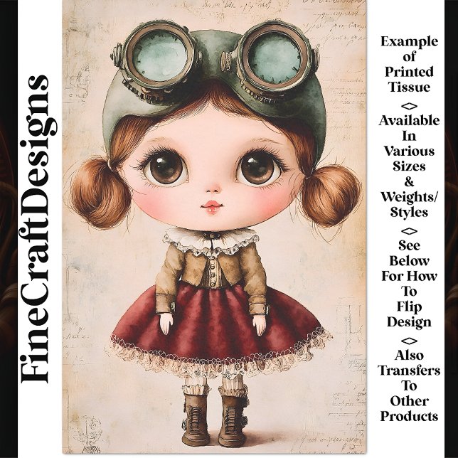 Cute Wide Eyed Fantasy Retro Doll AM3 Decoupage Tissue Paper (Creator Uploaded)