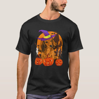 Cute Wiener Dachshund Witch Pumpkin Dog Lover Hall T-Shirt