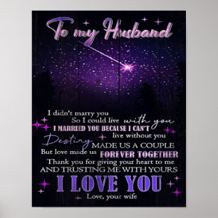 Cute Wife To My Husband Gift Family Gift Poster