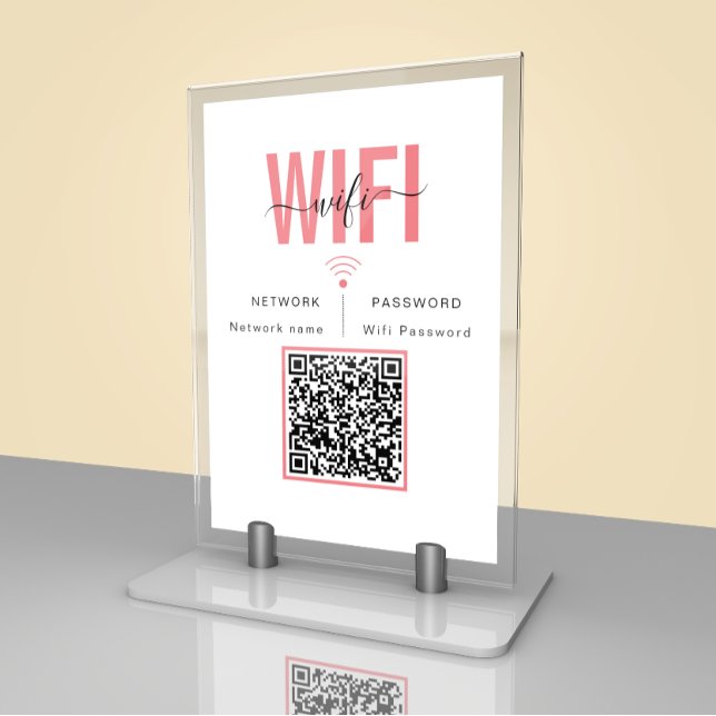 Cute Wifi Password Sign | QR Code Table Card (Creator Uploaded)