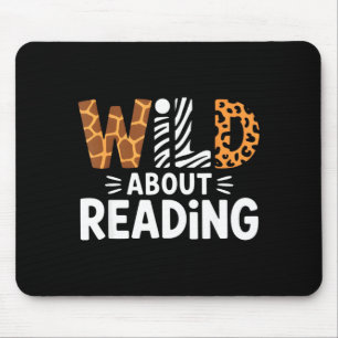 Cute wild about reading safari animal bookworm mouse mat