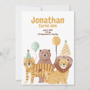 Cute Wild Animals Birthday Invitation