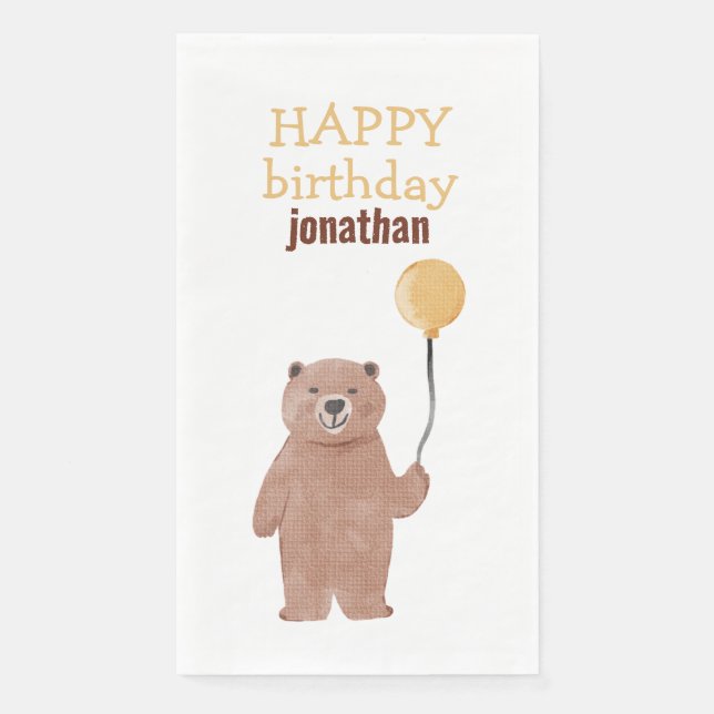 Cute Wild Animals Birthday Napkin (Front)