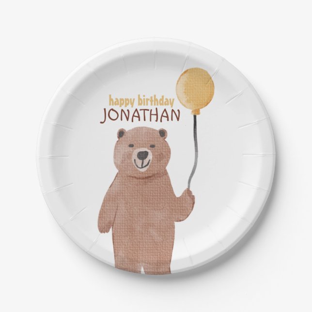 Cute Wild Animals Birthday Paper Plate (Front)
