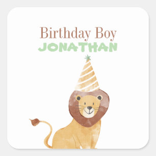 Cute Wild Animals Birthday Square Sticker