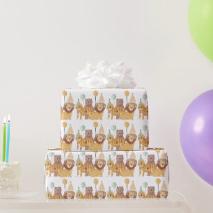 Cute Wild Animals Birthday Wrapping Paper