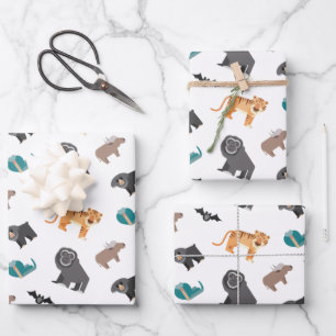 Cute Wild Animals Pattern Wrapping Paper Sheet