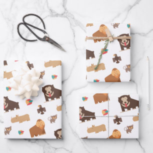 Cute Wild Animals Pattern Wrapping Paper Sheet