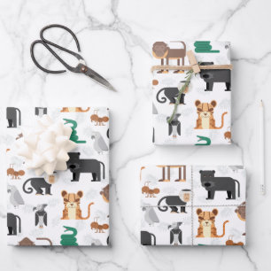 Cute Wild Animals Pattern Wrapping Paper Sheet