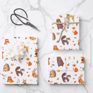 Cute Wild Animals Pattern Wrapping Paper Sheet