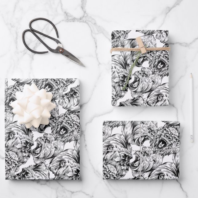 Cute Wild Animals Pattern Wrapping Paper Sheet (Front)