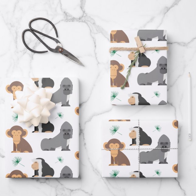 Cute Wild Animals Pattern Wrapping Paper Sheet (Front)