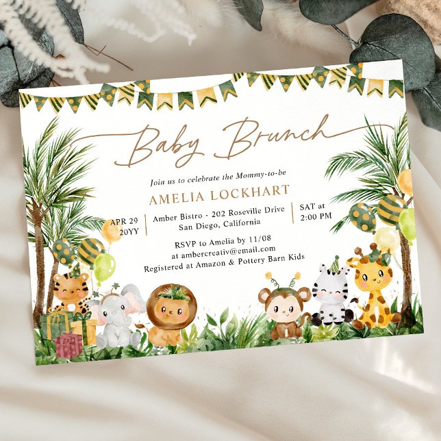 Cute Wild Animals Safari Baby Brunch Invitation (Creator Uploaded)