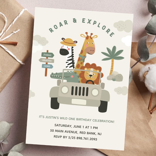 Cute Wild Animals Safari Zoo Birthday Part Kids  Invitation (Creator Uploaded)