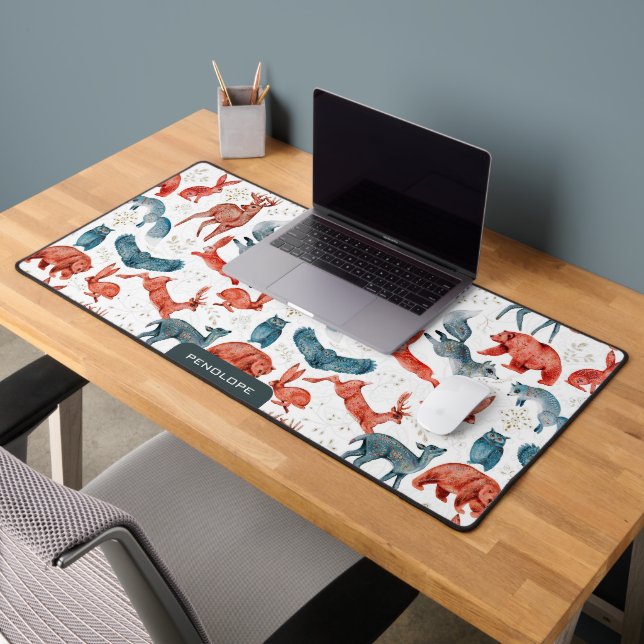 Cute wild animals seamless pattern desk mat (Office 2)