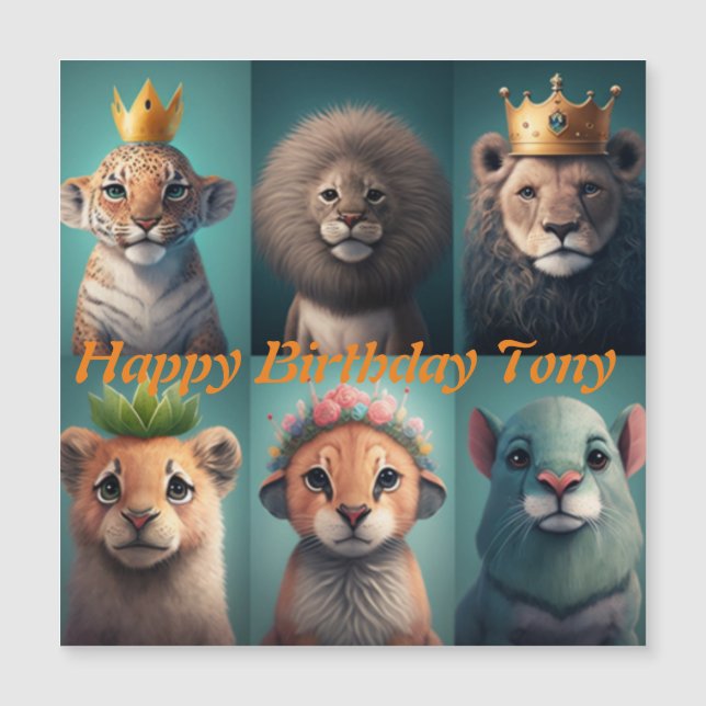 Cute wild animals wearing crowns blue (Front)