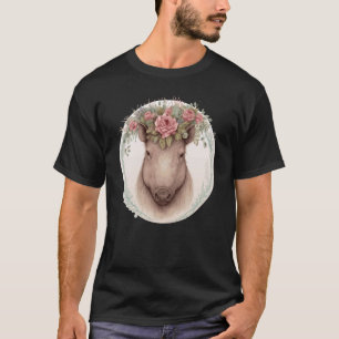 Cute Wild Boar Watercolor Flower Crown Animal 1 T-Shirt