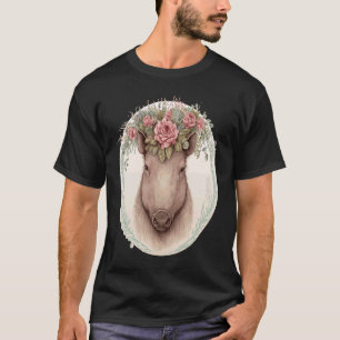 Cute Wild Boar Watercolor Flower Crown Animal 1 T-Shirt