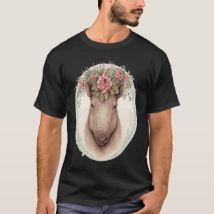 Cute Wild Boar Watercolor Flower Crown Animal   1 T-Shirt