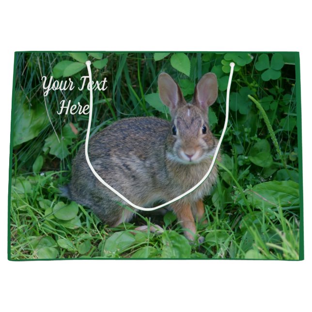 Cute Wild Brown Rabbit Personalised Animal   Large Gift Bag (Front)
