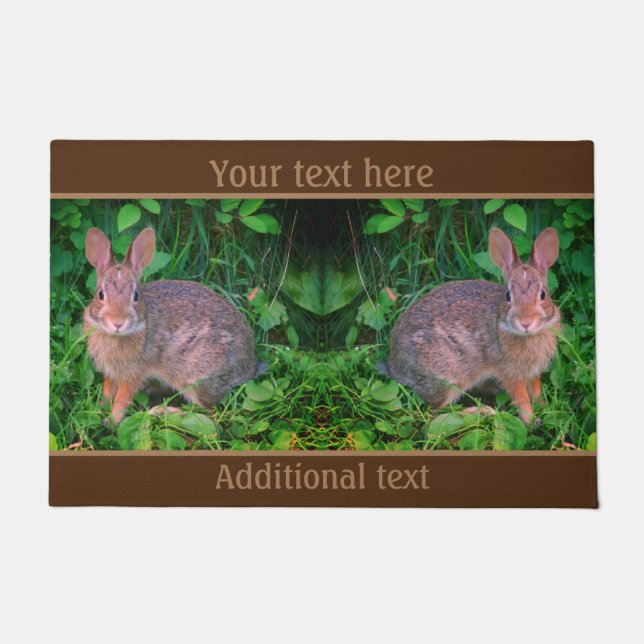 Cute Wild Brown Rabbit Wildlife Personalised Doormat (Front)