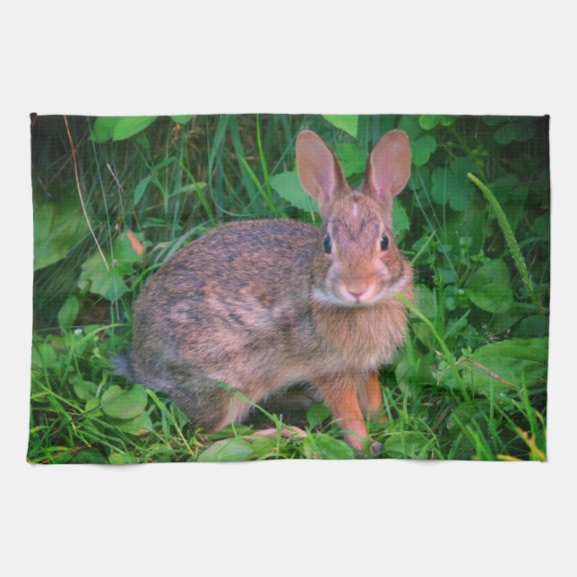 Cute Wild Brown Rabbit Wildlife  Tea Towel (Horizontal)