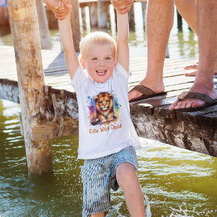 Cute Wild child watercolor Lion personalised T-Shirt