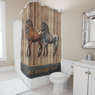 Cute wild horses Country add message Shower Curtain