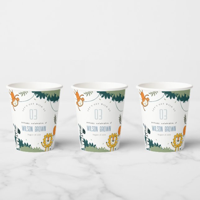 Cute Wild Jungle Animals Kids Any Age Birthday Paper Cups (Multi)