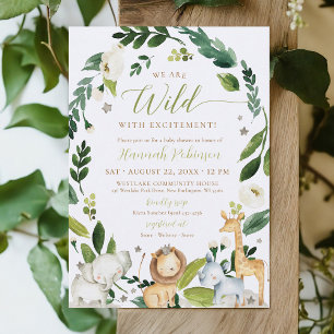 Cute Wild Jungle Safari Animals Boy Baby Shower Invitation