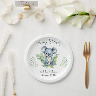 Cute Wild Koala Gender Neutral Baby Shower Paper Plate